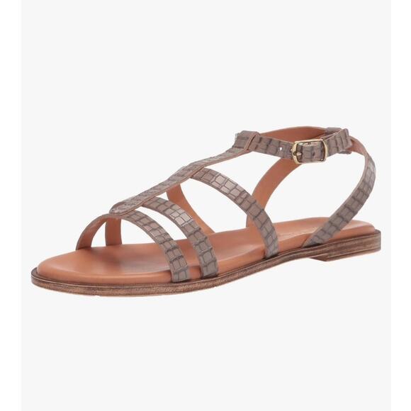 Bella Vita Women's Size 6 Strappy Sandal Gray Brown Italian Leather Crocodile - Picture 1 of 12